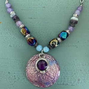 Pendant necklaces Purple & Green (set 2)
